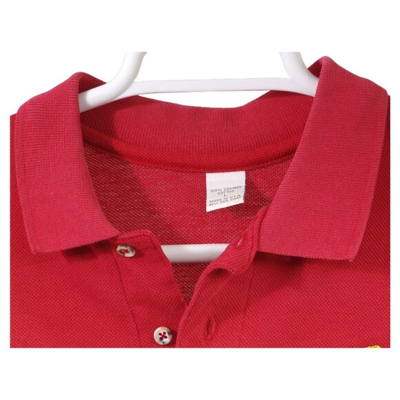 Vtg 1990s Red Polo/Golf Shirt USMC Marine Corps Bulldog Smoking Cigar USA MADE - Picture 3 of 4